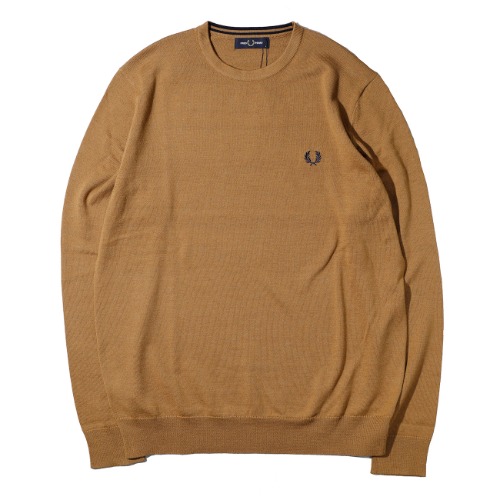 [FRED PERRY] Classic Crew Neck Knit (Caramel)