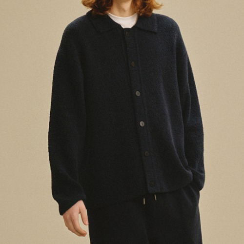 [ART IF ACTS] DEWDROP BOUCLE KNIT CARDIGAN (DARK NAVY)