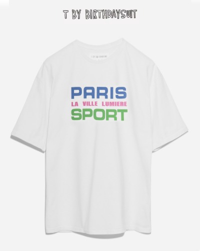 [BIRTHDAYSUIT] PARIS SPORT T-SHIRT (WHITE/COBALT)