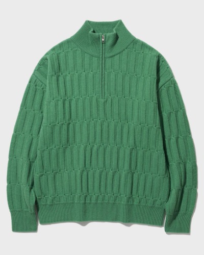 [SHIRTER] HALF ZIP-UP CABLE KNIT (PALE GREEN)