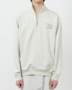[TYPING MISTAKE] ELBOW EMBROIDERY STITCH HALF ZIP-UP MOCK NECK (OATMEAL)