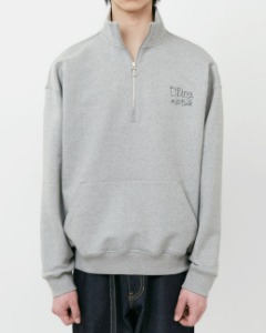 [TYPING MISTAKE] ELBOW EMBROIDERY STITCH HALF ZIP-UP MOCK NECK (GRAY)
