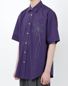 [TYPING MISTAKE] FLOWER EMBROIDERY HALF SLEEVE SHIRTS (PURPLE)