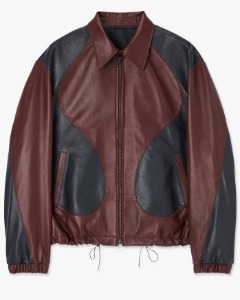 [TYPING MISTAKE] LAMB SKIN LEATHER SECTIONED BLOUSON (WINE/NAVY)