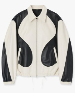 [TYPING MISTAKE] LAMB SKIN LEATHER SECTIONED BLOUSON (WHITE/BLACK)