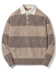 [POTTERY] RUGBY POLO KNIT (BEIGE/BROWN)