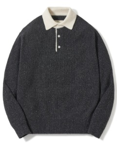 [POTTERY] RUGBY POLO KNIT (CHARCOAL)