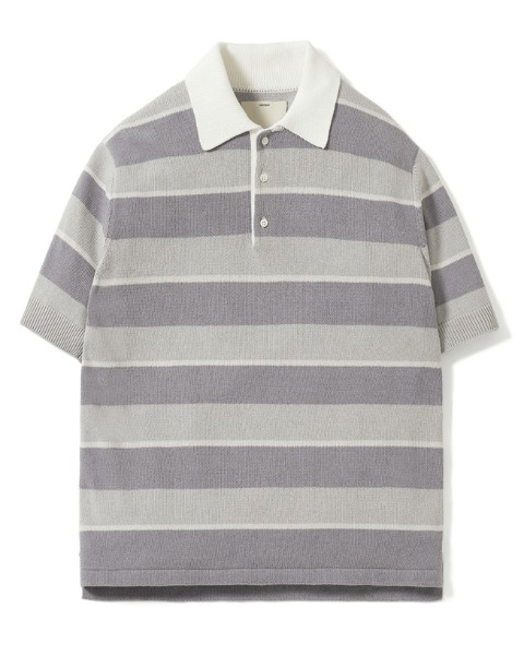 [POTTERY] SHORT SLEEVE RUGBY POLO KNIT (LIGHT GRAY)