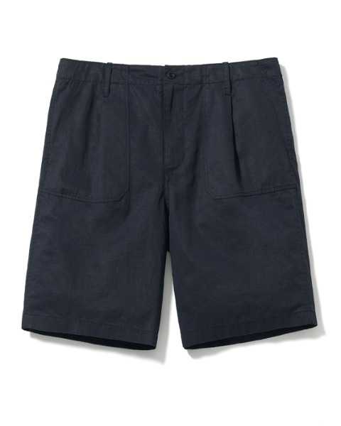 [POTTERY] ONE PLEATED FATIGUE SHORTS (NAVY)