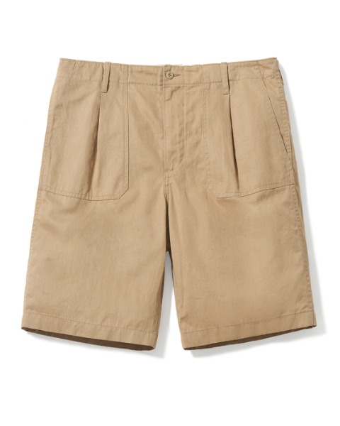 [POTTERY] ONE PLEATED FATIGUE SHORTS (BEIGE)