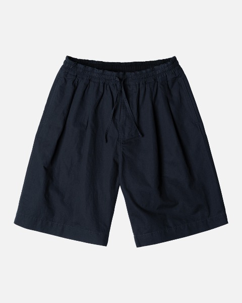 [ROUGH SIDE] EASY PLEAT SHORTS (NAVY)