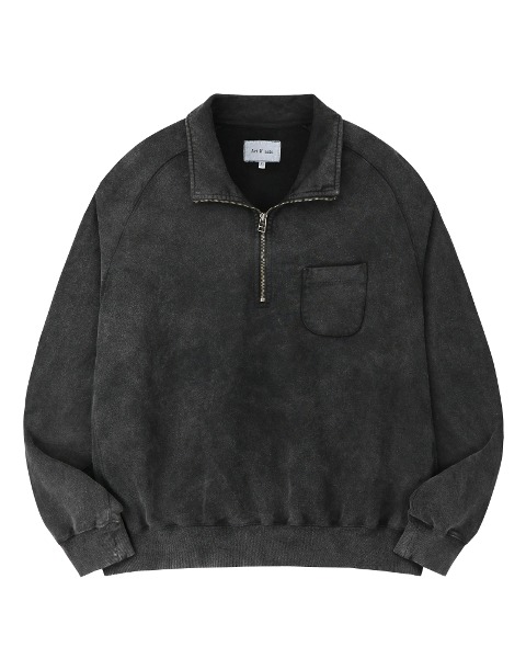[ART IF ACTS] GARMENT DYED HALF ZIPUP SWEAT (FADED CHARCOAL)