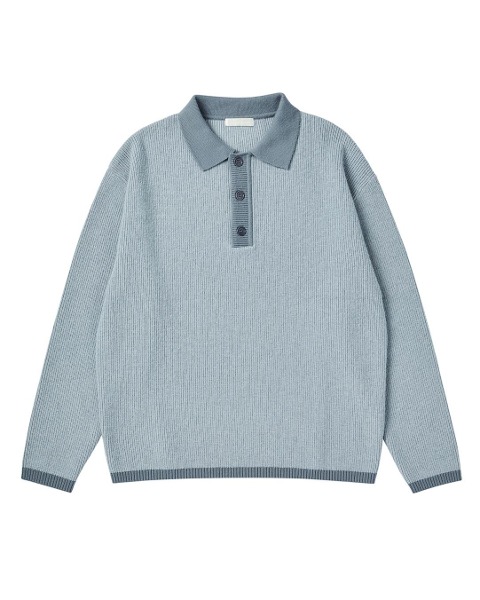 [WORTHWHILE MOVEMENT] RELAXED POLO SWEATER (PALE BLUE)