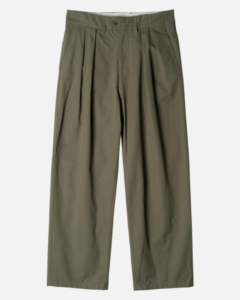 [ROUGH SIDE] 2TUCK WIDE PANTS (OLIVE)