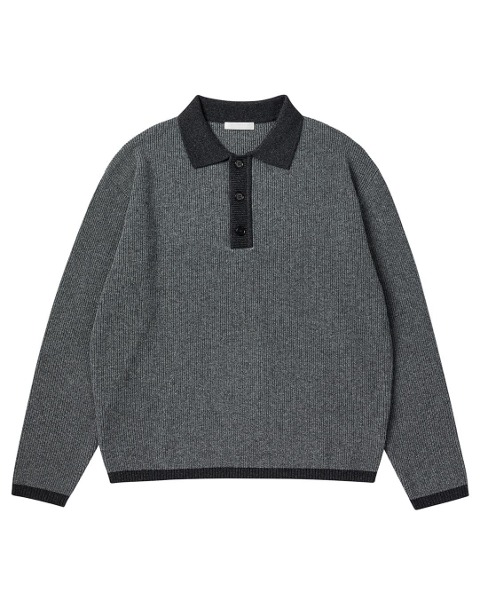 [WORTHWHILE MOVEMENT] RELAXED POLO SWEATER (DARK GREY)