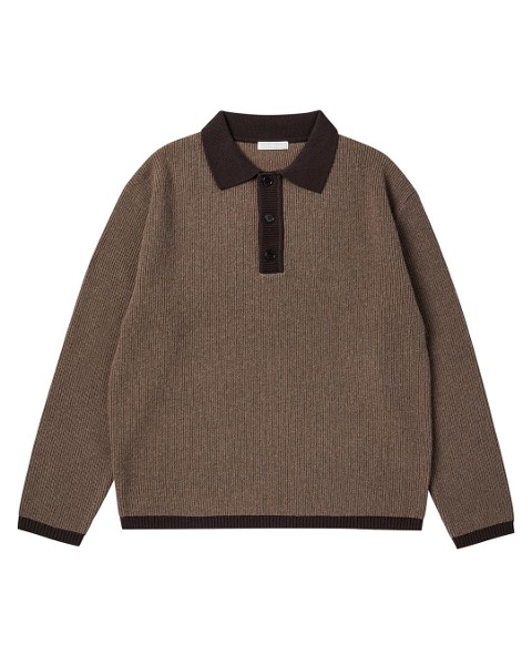 [WORTHWHILE MOVEMENT] RELAXED POLO SWEATER (BROWN)