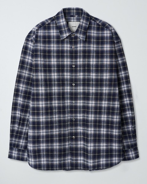 [INTHERAW] PLAID CHECKED SHIRT (NAVY BROWN)
