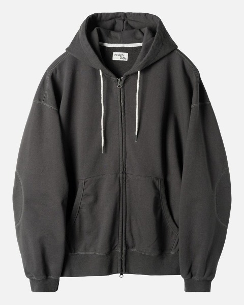[ROUGH SIDE] OVERSIZED ZIP UP HOODIE (CHARCOAL)