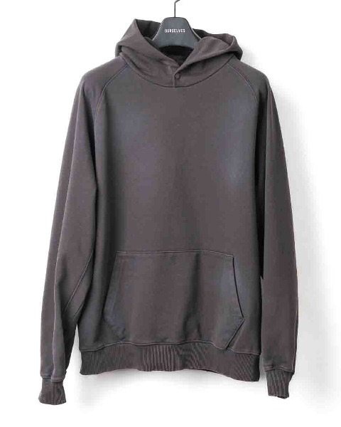 [OURSELVES] WASHED COTTON HOODED SWEAT SHIRTS (MUD CHARCOAL)