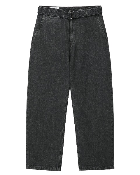 [ART IF ACTS] BELTED WIDE DENIM PANTS (BLACK)