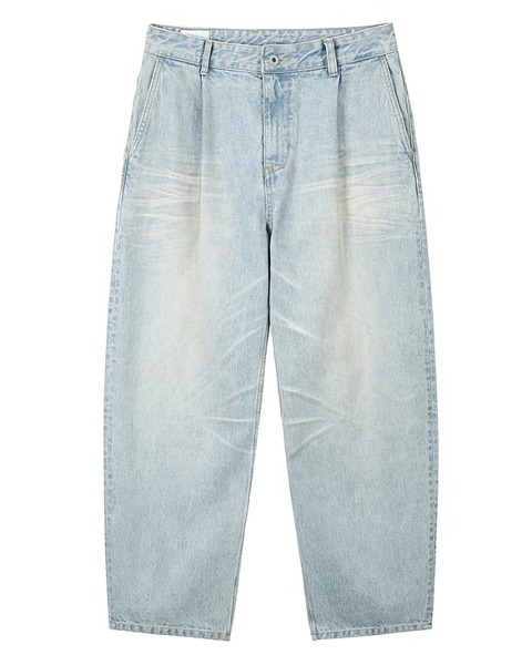 [ART IF ACTS] ONE TUCK CURVE DENIM PANTS (WASHED LIGHT BLUE)