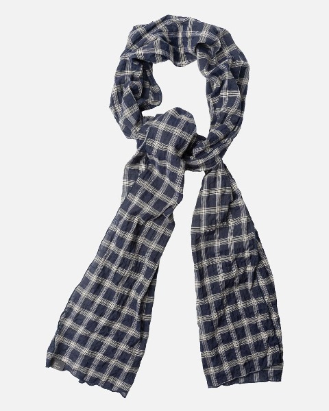 [ROUGH SIDE] SCARF (NAVY CHECK)