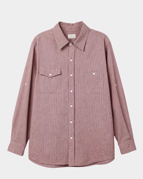 [HOMLY] WORK SHIRTS (RED)